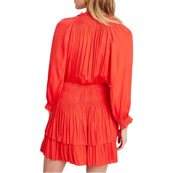 Anthropologie Poppy Mini Dress Red Smocked Medium Cottagecore Coquette Festival - Picture 11 of 16